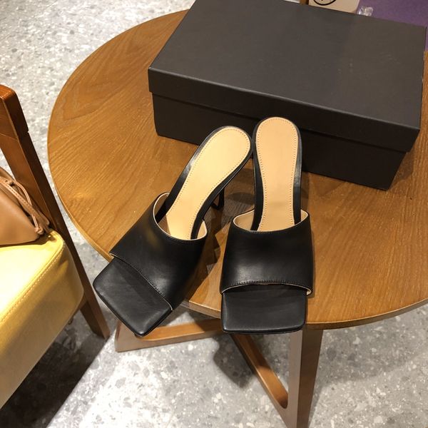 

black designer fashion sandals heel sliper luxury shoes