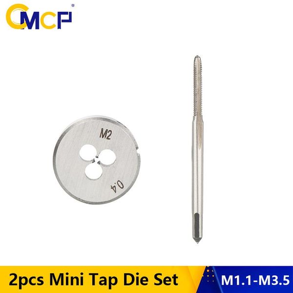 

hand tools cmcp 2pcs metric screw tap and die set m1.1 m2 m2.2 m2.5 m3.5 right machine thread drill mini