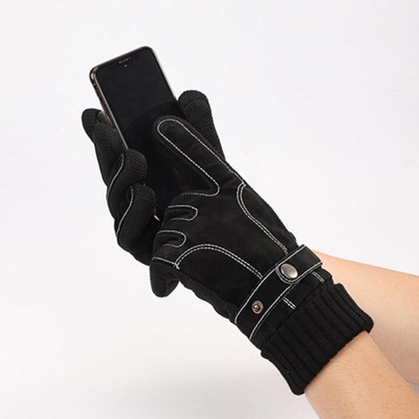 

cycling gloves winter warm bicycle bike ski outdoor camping hiking motorcycle sports full finger, Black