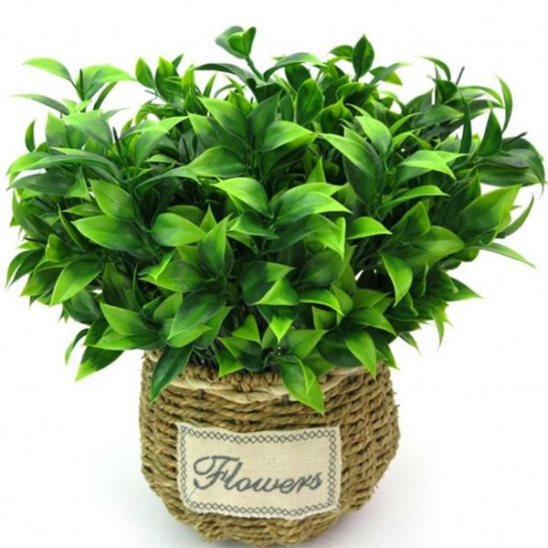 

7 branches green artificial plants for garden bushes fake grass eucalyptus orange leaves faux plant for home decoration