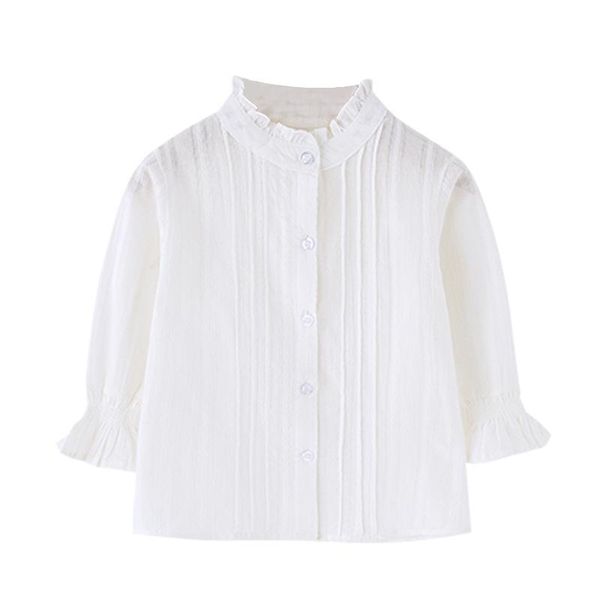 

shirts white full sleeve girls for school 2021 o-neck girl blouses ruffle fashion teenager kids clothes 3 4 6 8 10 12, White;black