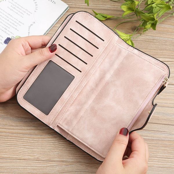 

wallet women 2019 fashion women wallets purse retro style female purses pu leather long design wallet for cards money cartera, Red;black