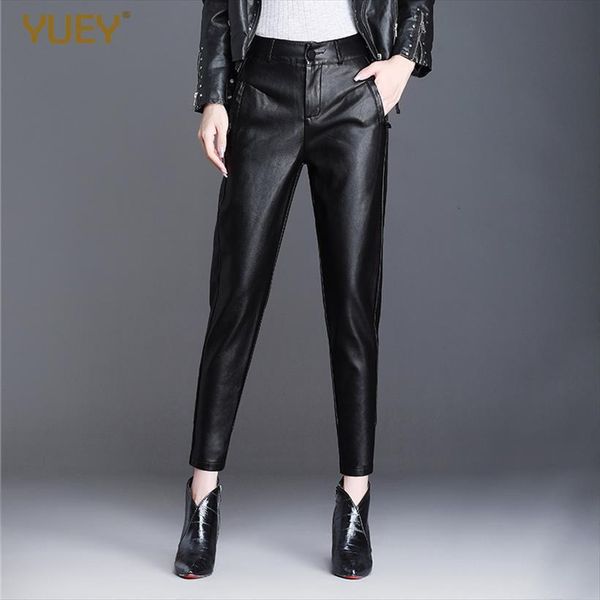 

winter long leather large size women pant loose casual black cropped relax slacks harem plus, Black;white