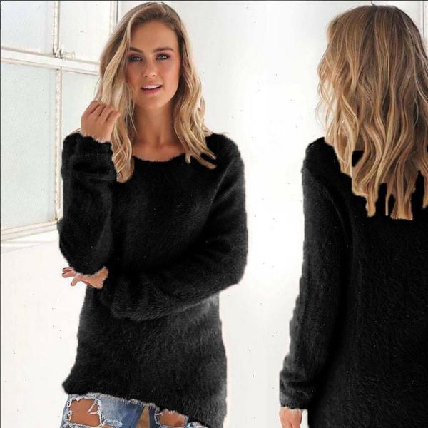 

women winter solid pullovers v neck long sleeve jumper sweaters blouse for ladies 40h, White;black