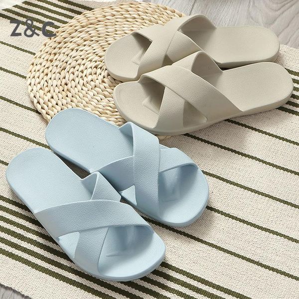 

slippers bathroom sandals summer simple home indoor men and women's cross with lovers eva antiskid 2021 woman shoes, Black