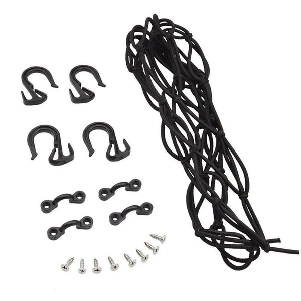 

rafts/inflatable boats mounchain deck cargo bungee net elastic mesh & lashing hooks kayak rigging for canoe marine boat water sports accesso