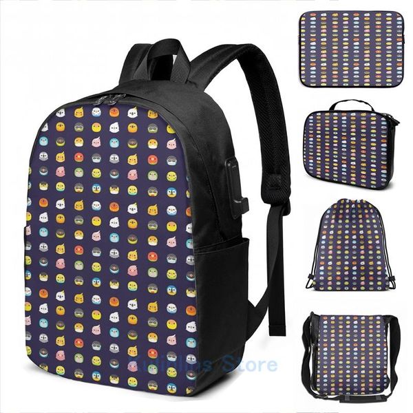 

backpack funny graphic print round birbs usb charge men school bags women bag travel laptop