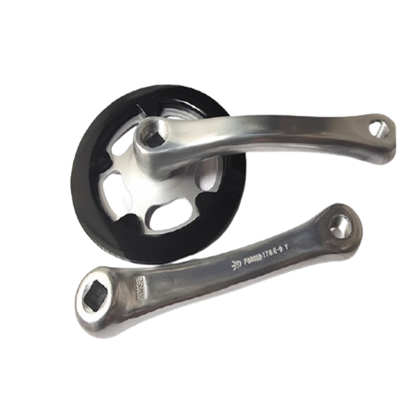

bike heels & chainwheels 33 tooth brushed crank bicycle single sprocket wheel guard steel aluminum 170mm silver