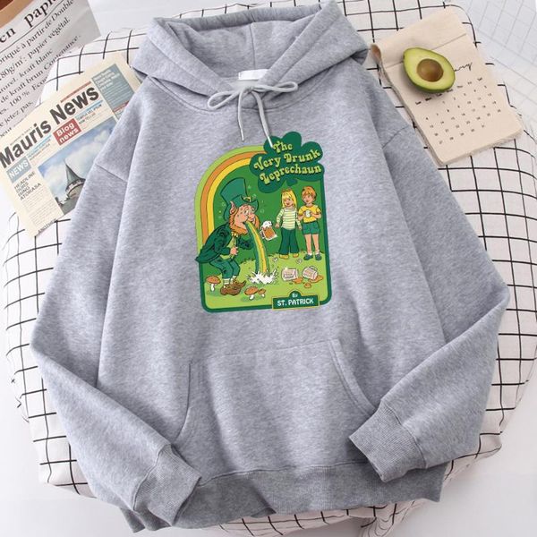 

men's hoodies & sweatshirts 2021 the very drunk leprechaun printed mens hoodie comfortable casual clothes warm brand men oversized hood, Black