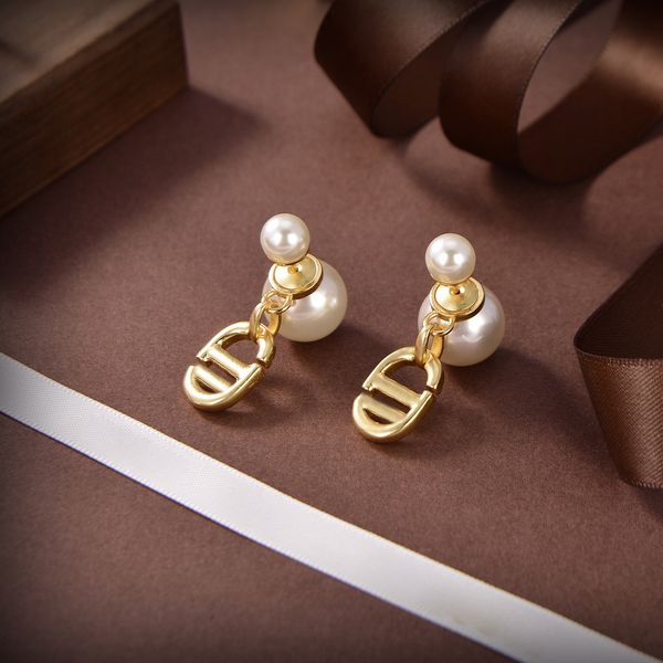 

70% off luxury jewelry 2021 new gold letter pendant double sided pearl earrings jc5r, Golden;silver
