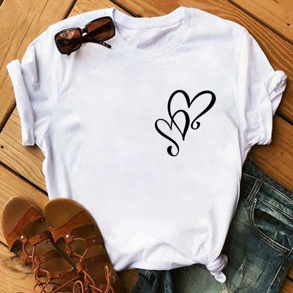 

maycaur summer and women fashion men t shirt kawaii heart pattern printing harajuku leisure streetwear female clothe pocket, White;black