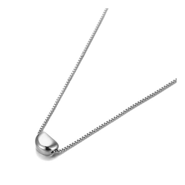 

chains trendy 316l stainless steel lovely beans charm necklace jewelry 3d pendant box chain choker for women n20143, Silver