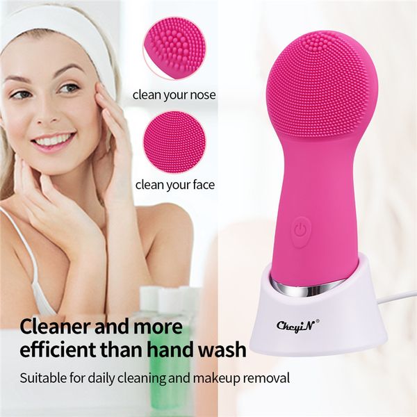 Escova de limpeza da limpeza da face elétrica Silicone USB Facial Cleaner Escova Cuidados com a pele Máquina limpa impermeável Massageador