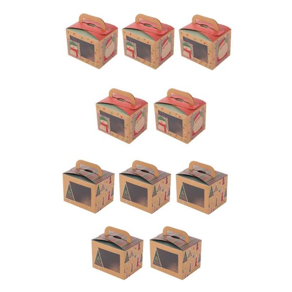 

10pcs christmas kraft cookie boxes baking boxes with window bakery