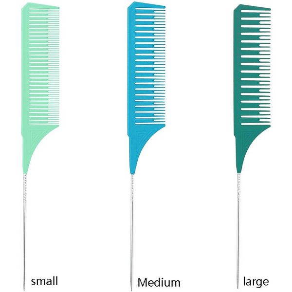

hair brushes 3-piece professional tail comb salon dyeing anti-static cutting styling beauty tools, Silver
