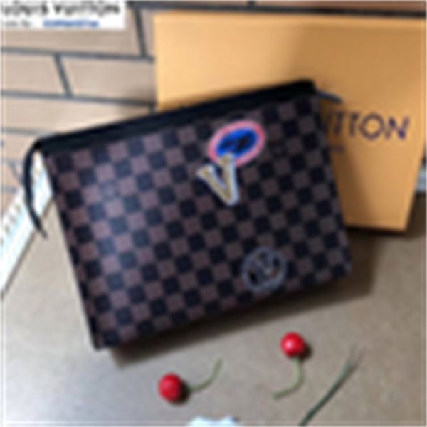 

clutches luxury m61692 zipper bag men real leather long wallet chain wallets compact purse brand evening key card holders designer, Red;black