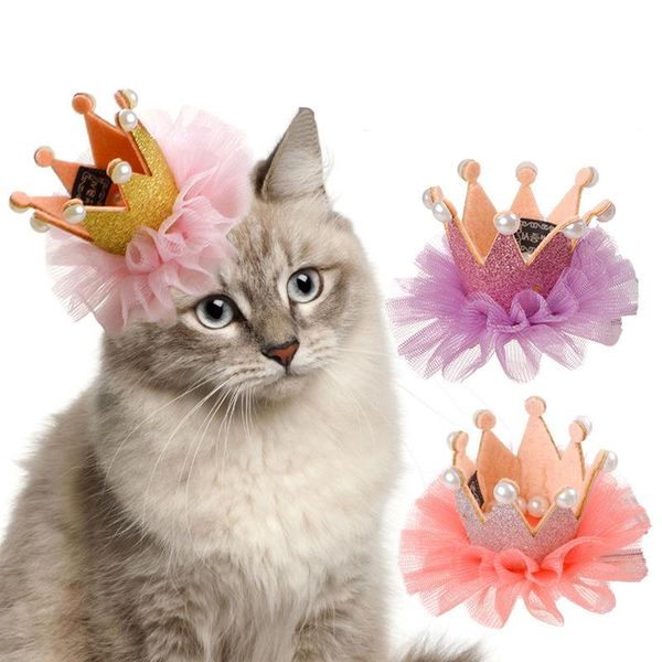 

dog apparel puoupuou elegant pet accessiores crown pearl princess hat grooming accessories cute puppy product supplies