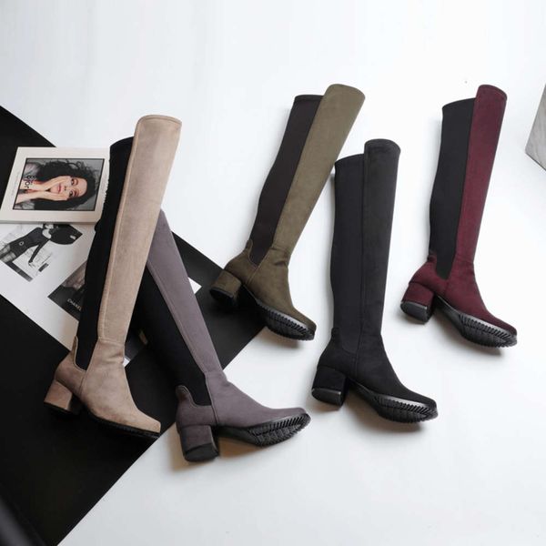 

designer and new lycra suede autumn slim elastic boots in winter 2020, White;red