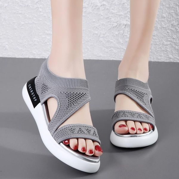 

sandals 2021 summer women shoes fashion lady casual flats buckle strap female beach open toe, Black
