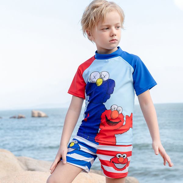 

kids' split boys' cartoon suit new swimming wading sports swimsuit, White;black