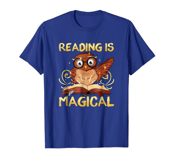 

reading is magical t-shirt, cute owl book shirt, White;black