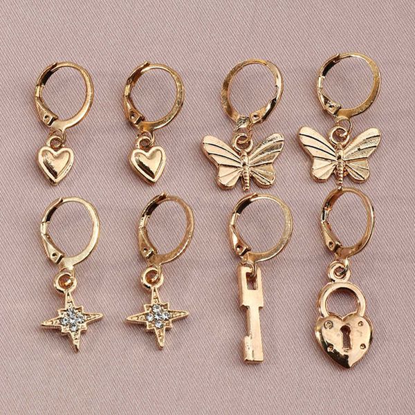 

ez2639 fashion accessories temperament exquisite small butterfly love star awn earrings, Silver