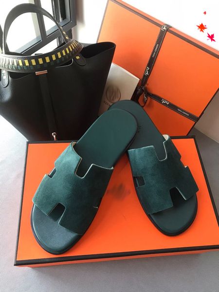 

2021 slipper designer slide summer sandals fashion men beach indoor flat flip flops leather luxurys shoes mens slippers with box size 39-45, Black