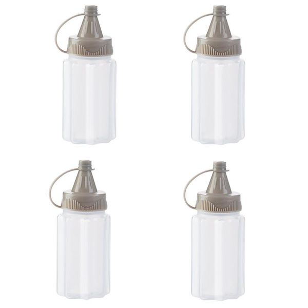 

4pcs transparent bottle jar spices with lid seasoning box jam squeeze barbecue kitchen sauce pp outdoor storage easy clean
