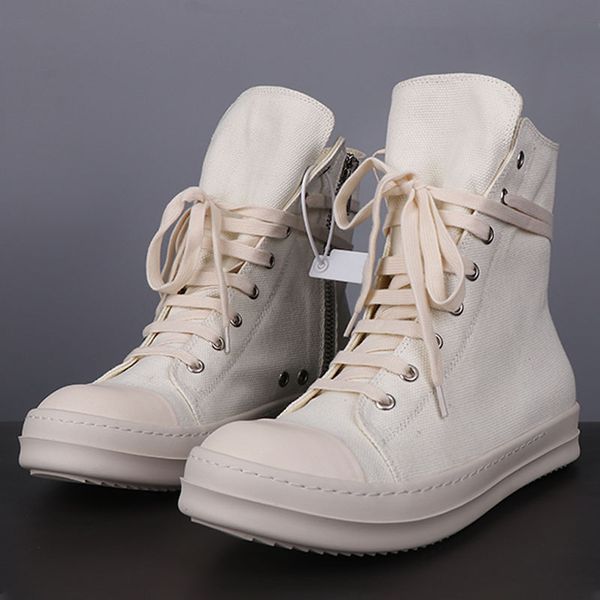 

men white upper boots trainers ankle lace up fashion sneaker zip high-hip hop streetwear flats man casual shoes, Black