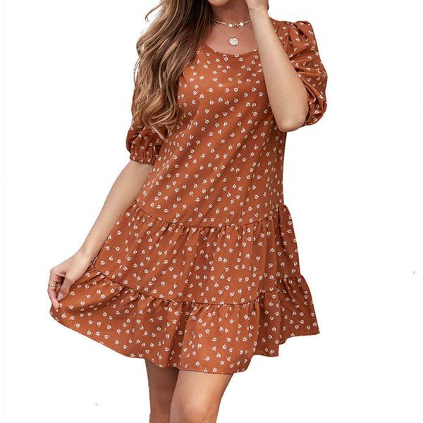 

dresses 2021 women's casual lantern sve round neck polka dot drs, Black;gray