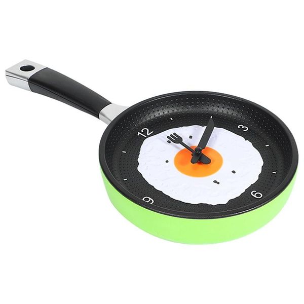 

frying pan clock with fried egg - kitchen cafe wall clock for dining room decoration not included battery
