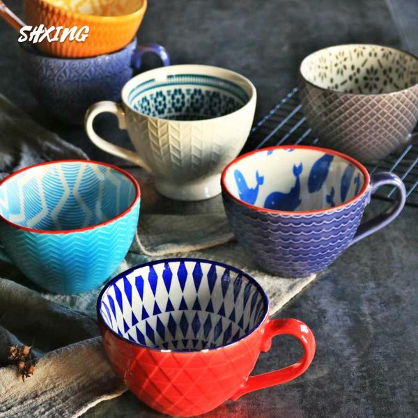 

ins defect retro creative nordic embossed personality ceramic mug dessert cereal breakfast milk coffee cup kawaii mug