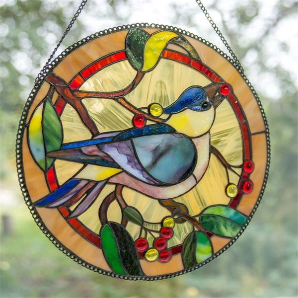 

decorative objects & figurines bird acrylic pendant crafts ornament round creative multicolor simulation hanging ornaments outdoor garden in