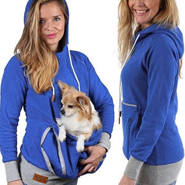 

kangaroo pet dog cat holder pouch pocket cotton blouse hoodies cotton winter cool autumn spring hoodie with cat pouch, Black