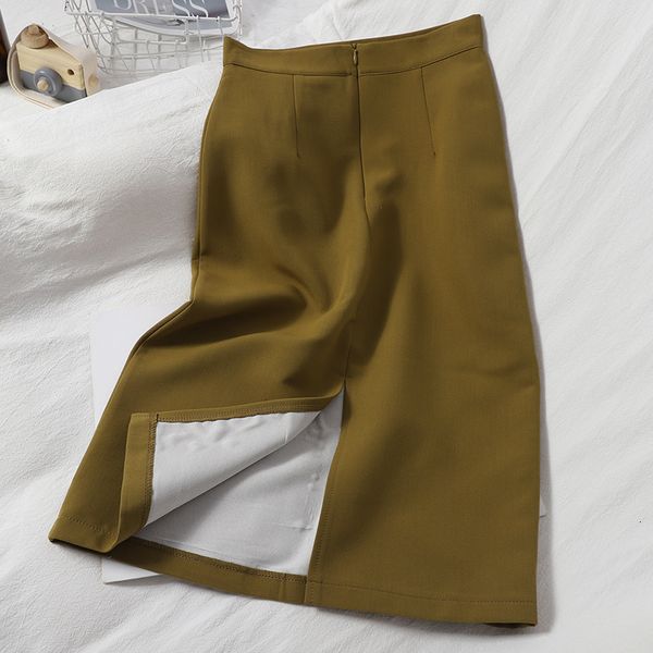 

new 2021 autumn spring women midi straight package hip elegant office lady fashionable female skirts vwiu, Black
