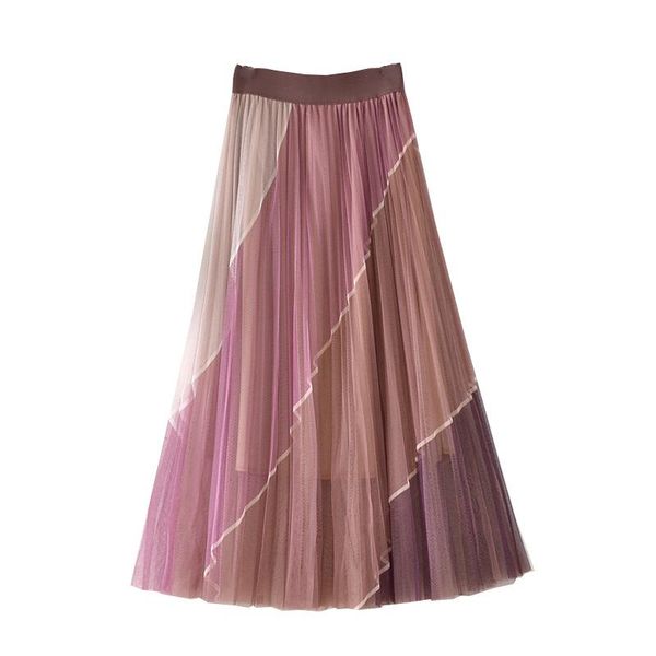 

skirts zuolunouba summer net yarn fashion women skirt hit the color harajuku mid-length pleated  elastic waist female, Black