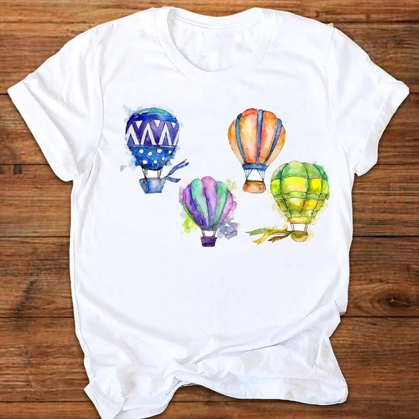 

graphic balloon cartoon 90s kawaii womens t shirt casual printing print clothes tees female, White