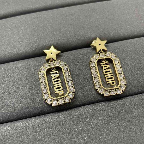 

d home dijia new earrings letter diamond studded star 925 silver needle simple earrings, Red;brown