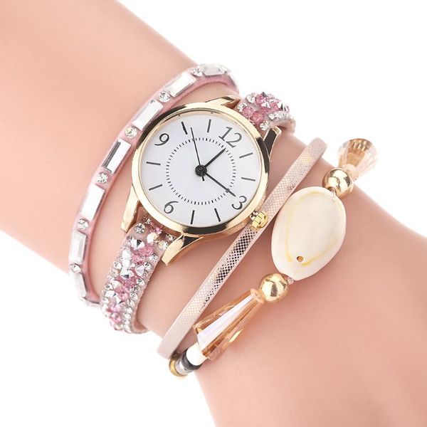 

wristwatches fashion female quartz watch luxury winding pu purple strap digital dial creative pendant ladies wrist bracelets for women, Slivery;brown