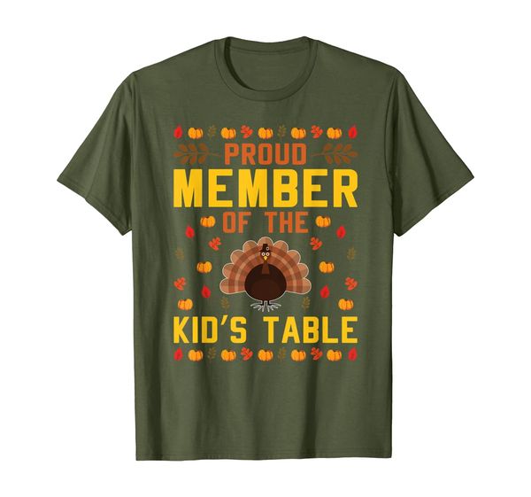 

funny thanksgiving design proud member of the kid's table t-shirt, White;black