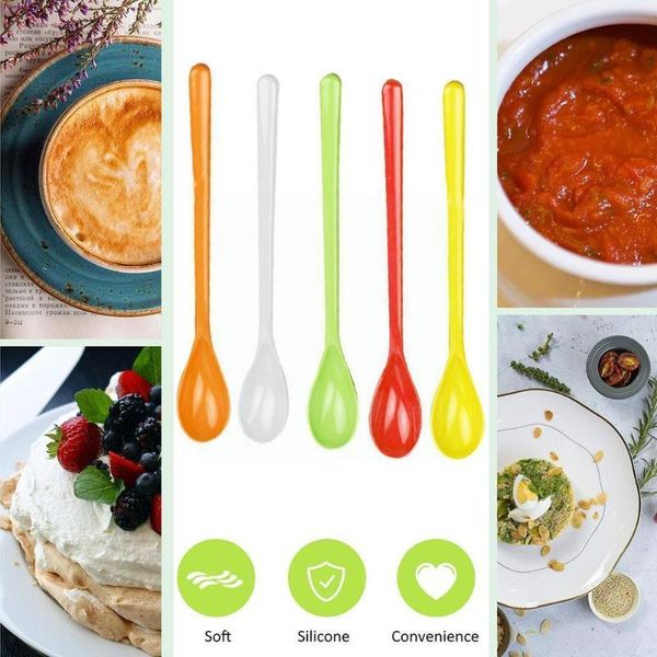 

spoons candy color long handle tea coffee spoon dessert ice kitchen milk cream dinnerware accessories setfor tableware stir g7v0