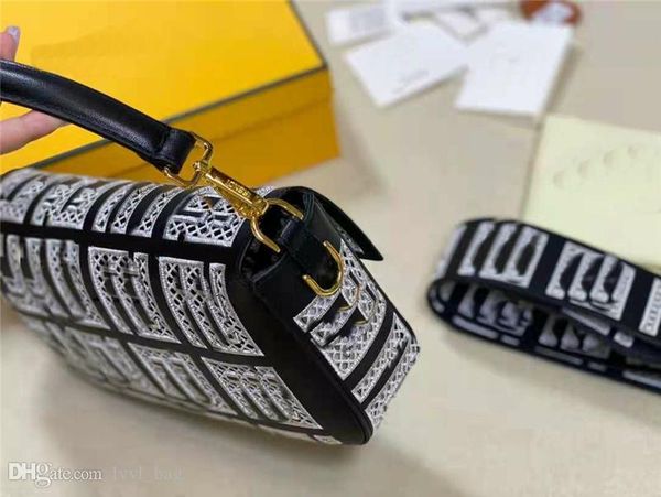 

genuine calf leather with embroidery hollow out lace baguettes bags wide strap shoulder cross body quality hardware letter buckle hasp