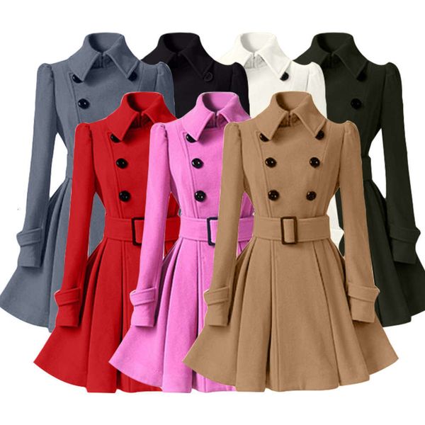 

2021new winter double breasted thickened women's mid long woolen tweed coat, Black