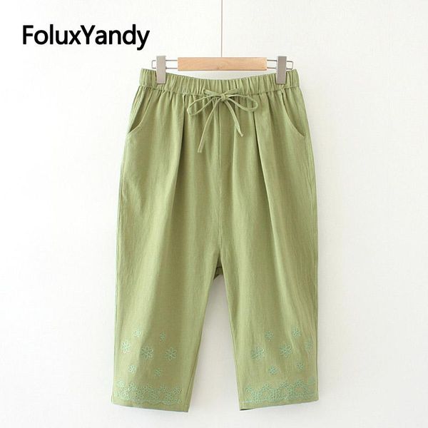 

women's pants & capris summer women trousers plus size calf-length loose embroidery casual pencil kkfy4588, Black;white