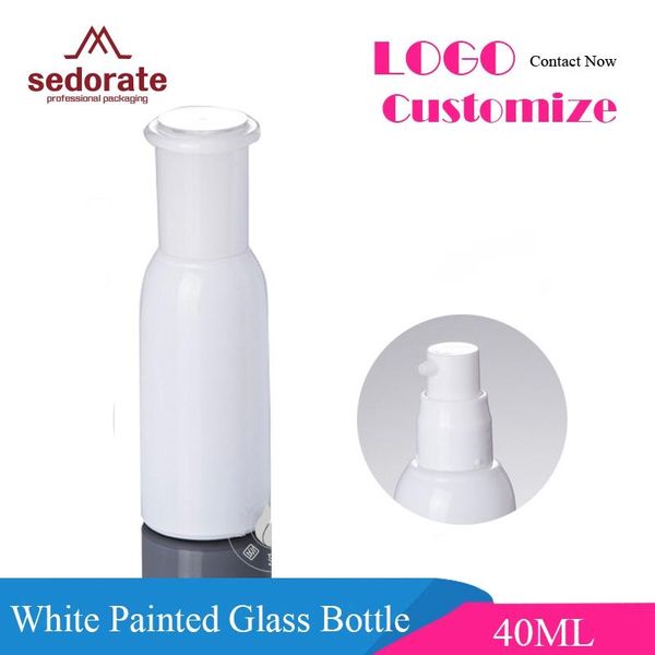 

sedorate 50 pcs/lot white painted glass bottle dhl 40ml 100ml cream pump bottle white glass containers xmm197