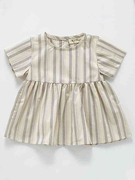 

baby block striped button back dress she, Red;yellow