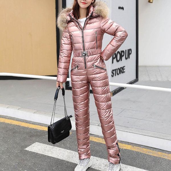 

women's two piece pants 2021 women solid color hooded jumpsuits winter warm thickened down jackets noodles playsuit bread suit one-piec, White