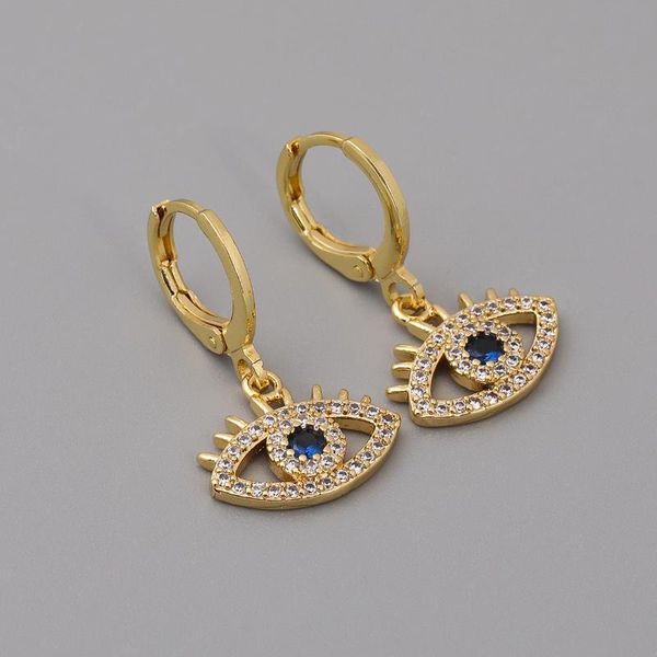 

hoop & huggie trendy eye earrings women gold color pave cubic zircon drop dangle for jewelry gift pendientes de mujer, Golden;silver