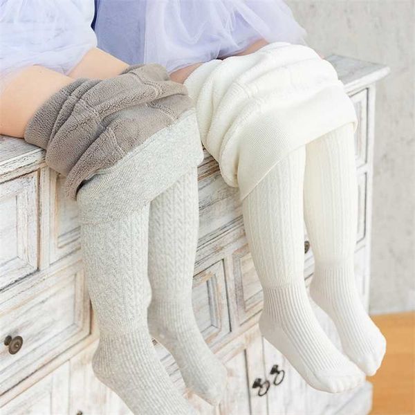 Outono inverno 2-15Y bebê criança crianças menina de algodão morno meias meias seqüestrelas cor sólida 211028