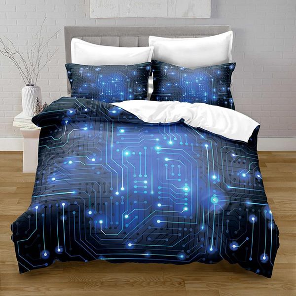 

bedding sets home textiles printed circuit board quilt cover & pillowcase 2/3pcs us/ae/ue full size  set